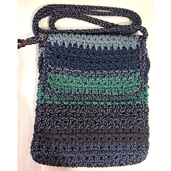 The Sak Women's Blue Multicolor Stripe Crochet Cross Body Handbag - Picture 1 of 6